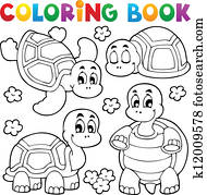 Coloring book turtle theme 1 Coloring book turtle theme 1