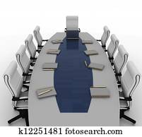 Conference Table with empty chairs for modern office.
