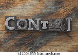 contact, woord, in, metaal, type
