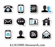 contato, ícones, jogo, como, etiquetas, -, mobil