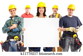 Contractor woman and group of industrial workers. Contractor woman and group of industrial workers.