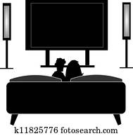 COUPLE WATCHING TV