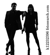couple woman man detective secret agent criminal silhouette couple woman man detective secret agent criminal silhouette