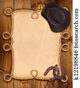 cowboy background with rope frame and western clothes cowboy background with rope frame and western clothes