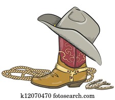 cowboystiefel, mit, westlicher hut, freigestellt, wei? cowboystiefel, mit, westlicher hut, freigestellt, wei?
