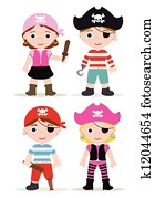 crianças, piratas