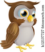 cute, caricatura, coruja