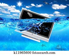 Design of TV in sea. Ecological electronics.