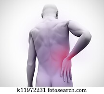 Digital man with back pain Digital man with back pain