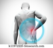 Digital model with back pain Digital model with back pain