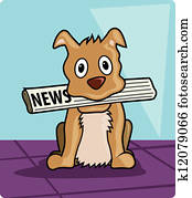 Dog with newspaper Dog with newspaper