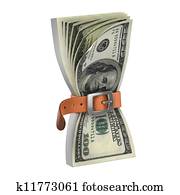 dollar, med, stramme, belte