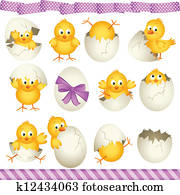 Easter eggs chicks