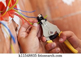 eletricista, desfolha, desligado, fios