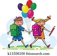 enfants, aller, à, école