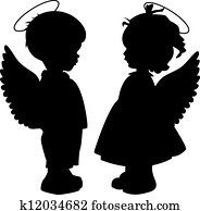 engelchen, silhouetten, satz engelchen, silhouetten, satz