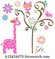 eule, und, giraffe eule, und, giraffe