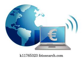 euro online currency concept euro online currency concept