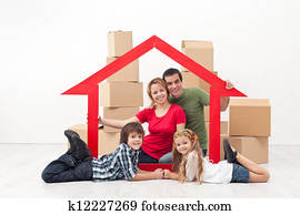 família, em, um, repouso novo, conceito