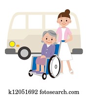 femmes âgées, et, jeune, infirmière