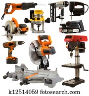 ferramentas poder, isolado, ligado, um, fundo branco