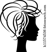 frau, profil frau, profil