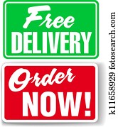 Free Delivery Order Now website ad icons signs Free Delivery Order Now website ad icons signs