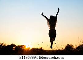 Freedom, beautiful girl jumping Freedom, beautiful girl jumping