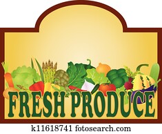 Fresh Produce Signage Illustration