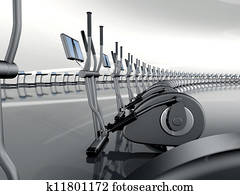 Futuristic modern gym with elliptical cross trainer Futuristic modern gym with elliptical cross trainer