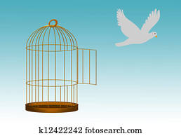 Gilded cage escape concept, freedom metaphor Gilded cage escape concept, freedom metaphor