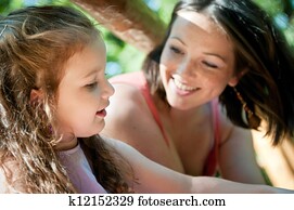 glad, ögonblick, -, mor, barn