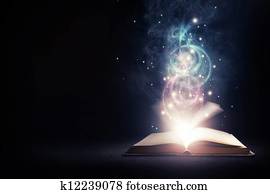 glühen, buch, mit, farben