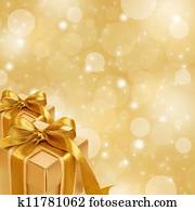 gold gift box on abstract gold Christmas background gold gift box on abstract gold Christmas background