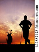 Golf at sunset Golf at sunset