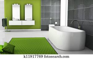 Green and gray contemporary bathroom Stock Photo | k5555849 | Fotosearch