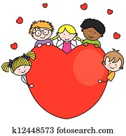 Group of children with a heart Group of children with a heart