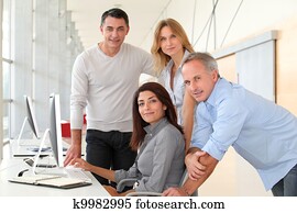 Group of people in business training