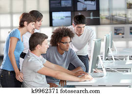 Group of young people in business training
