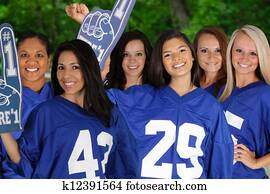 gruppe, av, tilhengere, cheering