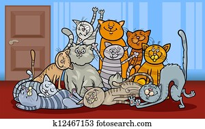 happy cats group cartoon illustration happy cats group cartoon illustration