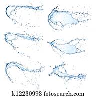 High resolution water splashes collection isolated on white background High resolution water splashes collection isolated on white background