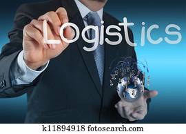 hombre de negocios, exposiciones, logística, diagrama, como, concepto