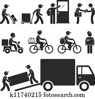 homem entrega, carteiro, mensageiro, poste