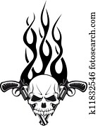 Human skull with gun Human skull with gun