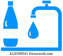 icon with bottle, tap and drop icon with bottle, tap and drop