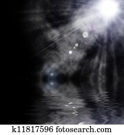 illustration of spotlight with glowing snow