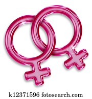 illustration of two female gender symbols on white background