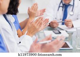 infirmières, applaudir, a, docteur