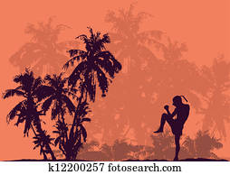 kampen, kunster, i, den, øst